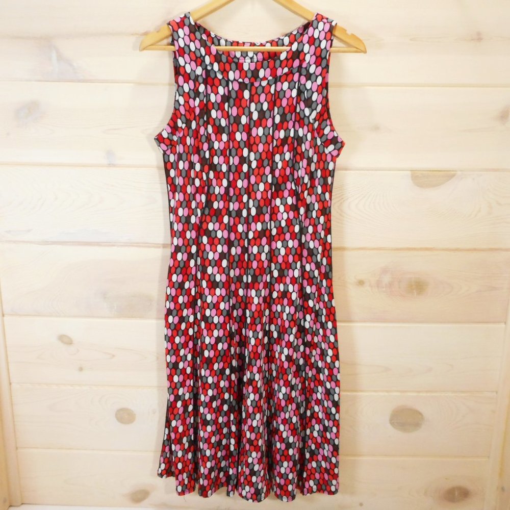 Danillo Boutique Women's Size S Sleeveless A-Line Dress Polka-dot Print Red Pink